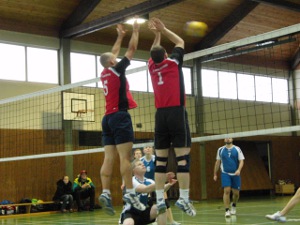 Jonathan Görtz und Sebastian Seckler beim erfolgreichen Block